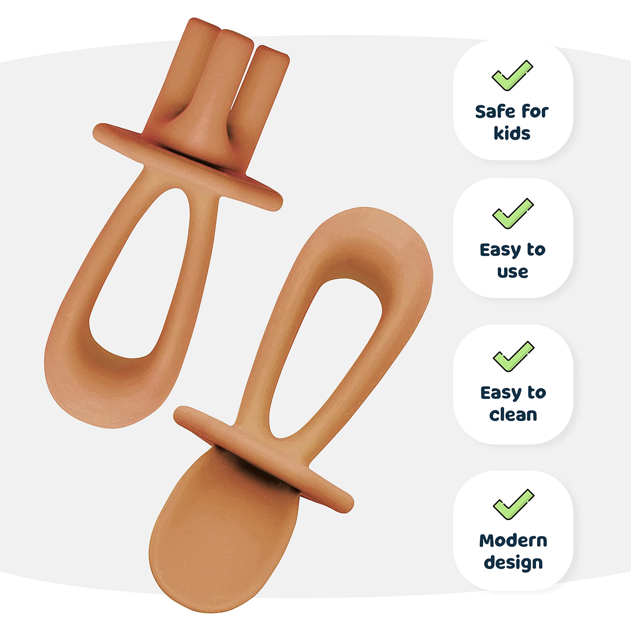 Tiny Twinkle Silicone Training Utensils - Baby Spoons & Baby Forks For Self-Feeding Training - Silicone Baby Led Weaning Utensil